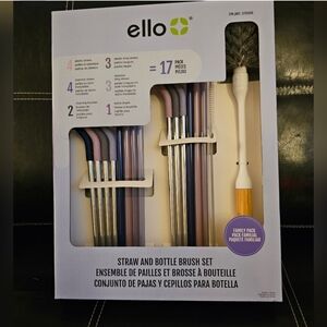 Ello 17-piece Straw and Bottle Brush Set